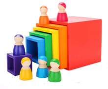 Load image into Gallery viewer, Rainbow People Wooden Doll Set