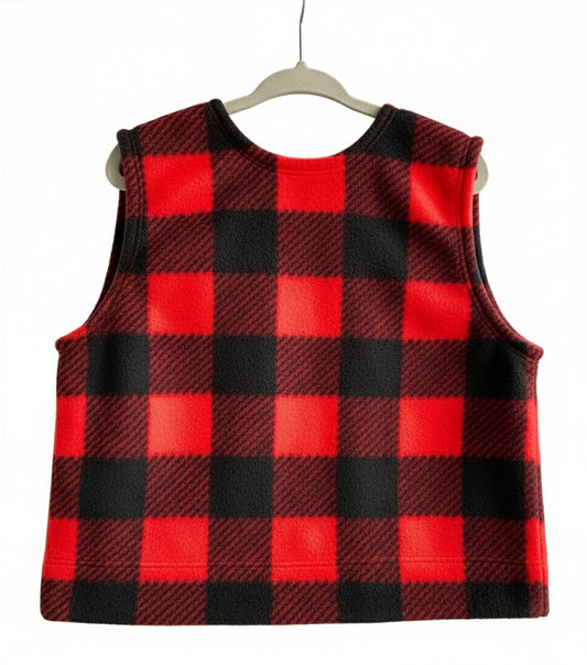 Red and black checkered vest on a white background