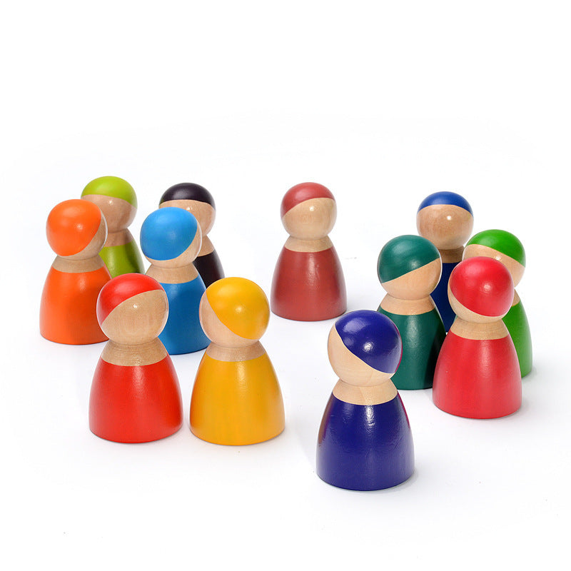 Rainbow People Wooden Doll Set